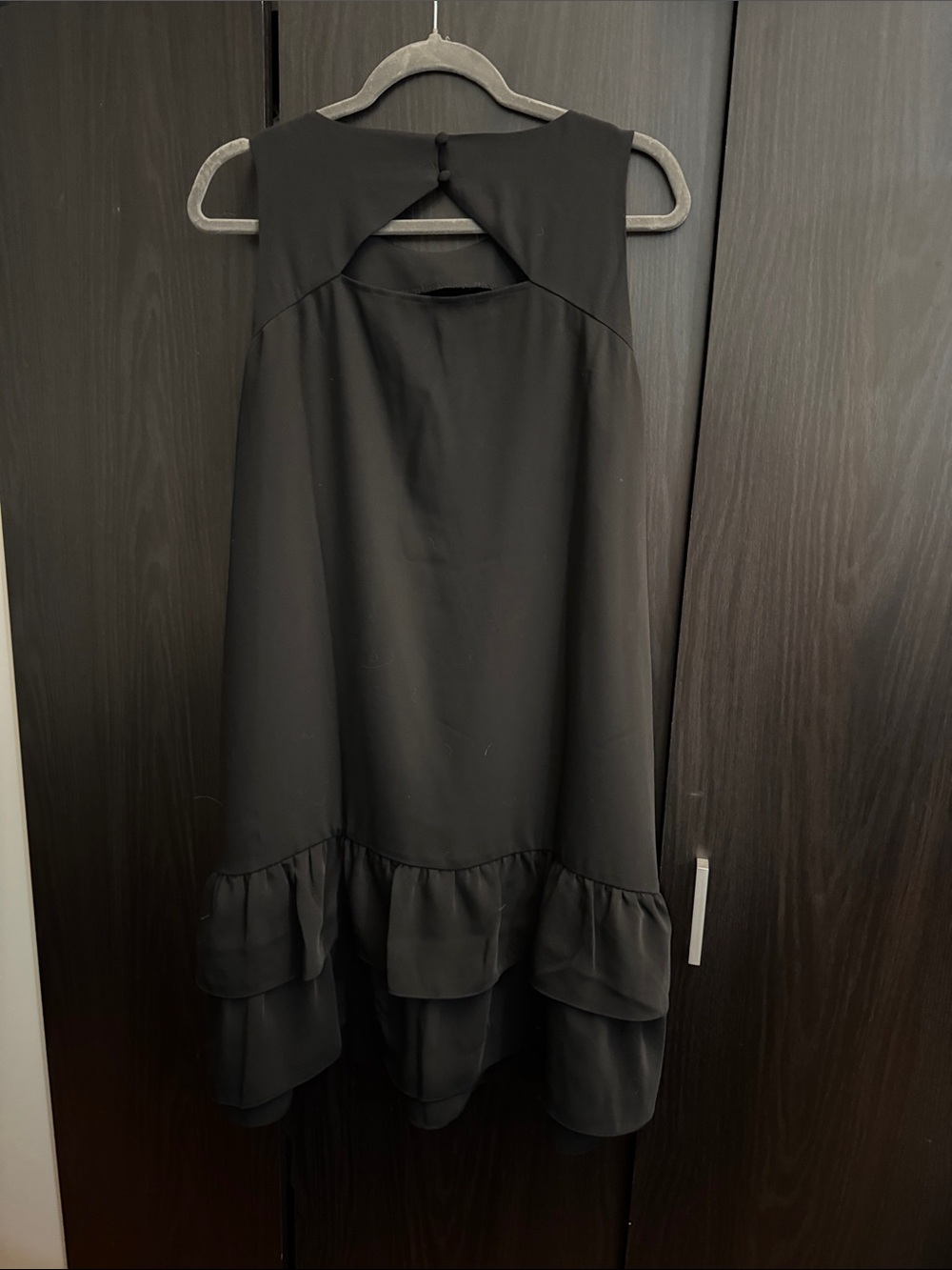 LOFT Black Sleeveless Ruffle-Hem Mini Dress - Picture 3 of 3